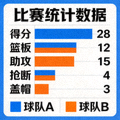 体育数据面板上展示的比赛统计柱状图与指标